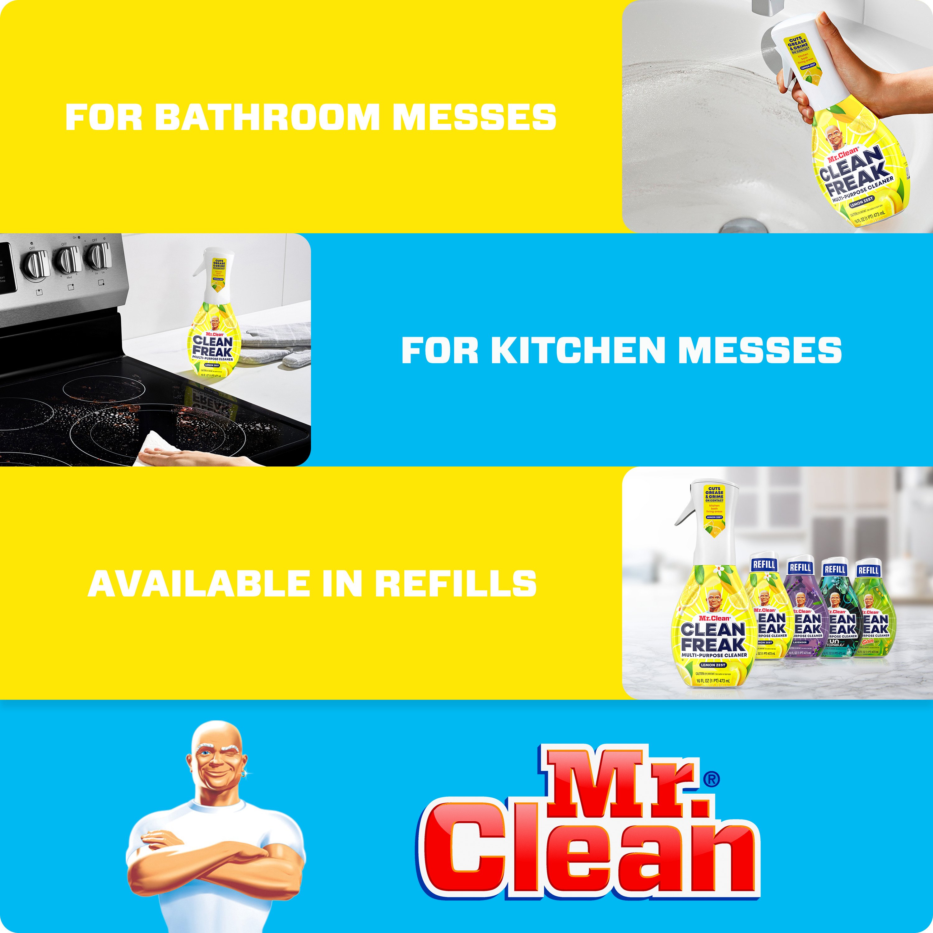 Mr. Clean Clean Freak Lemon Zest Deep Cleaning Mist Refill - Shop All  Purpose Cleaners at H-E-B