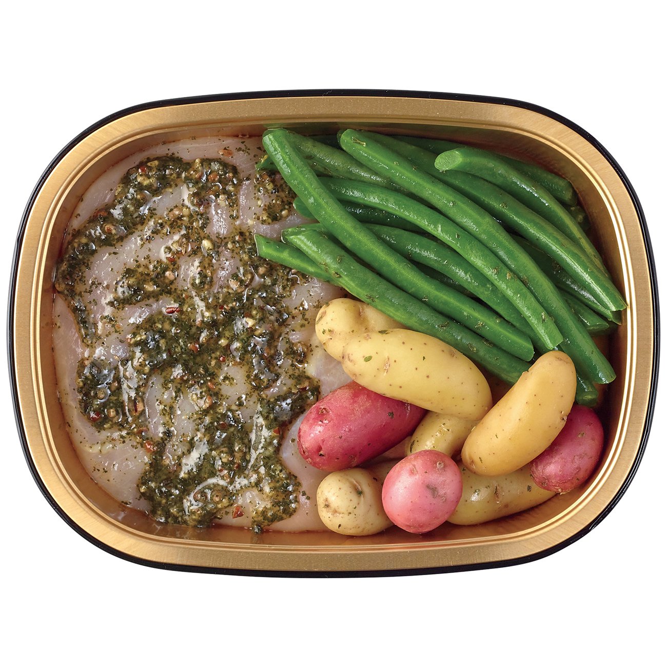 Meal Simple by H-E-B Basil Pesto Chicken Breast, Potatoes & Green Beans, Avg. 0.816 lb