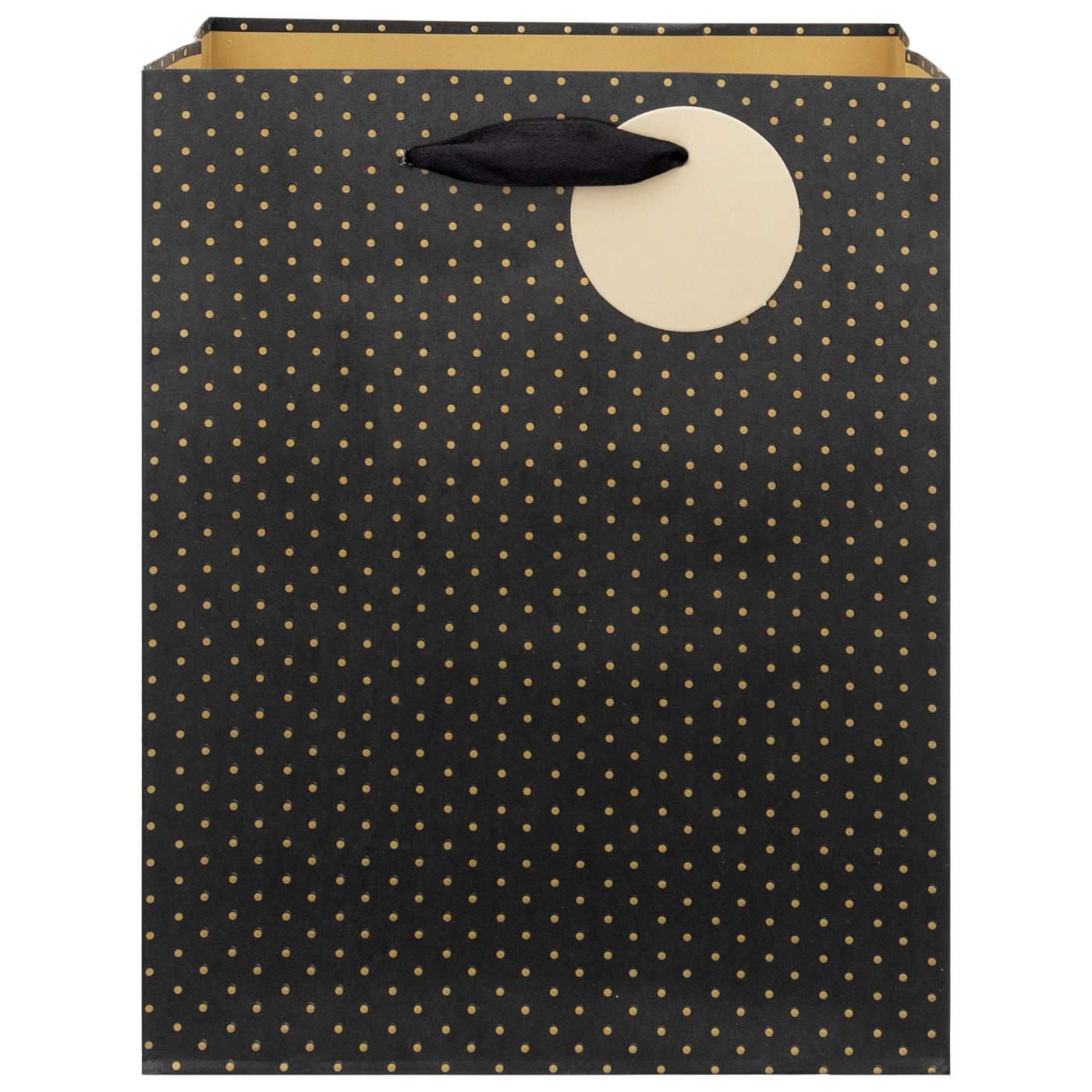 IG Design Gold Dots Black Paper Gift Bag; image 1 of 2