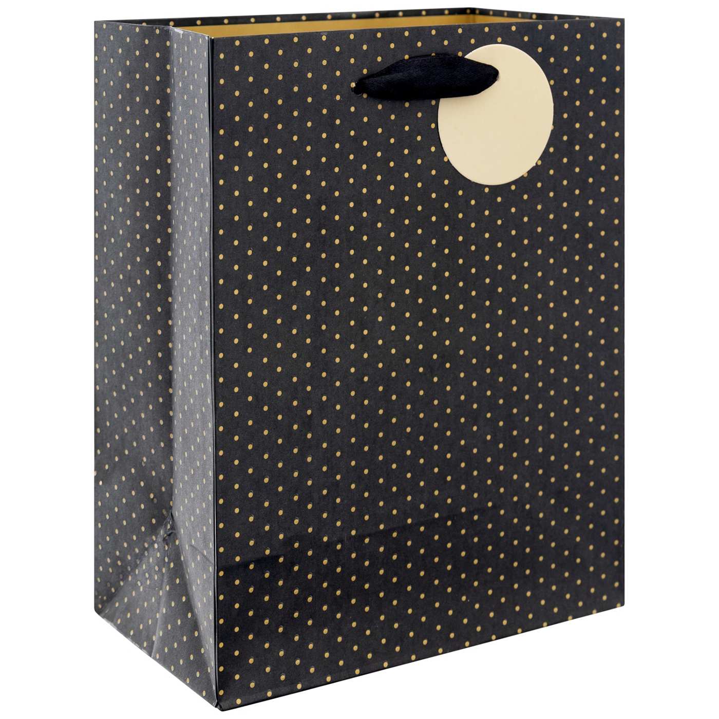 IG Design Gold Dots Black Paper Gift Bag; image 2 of 2