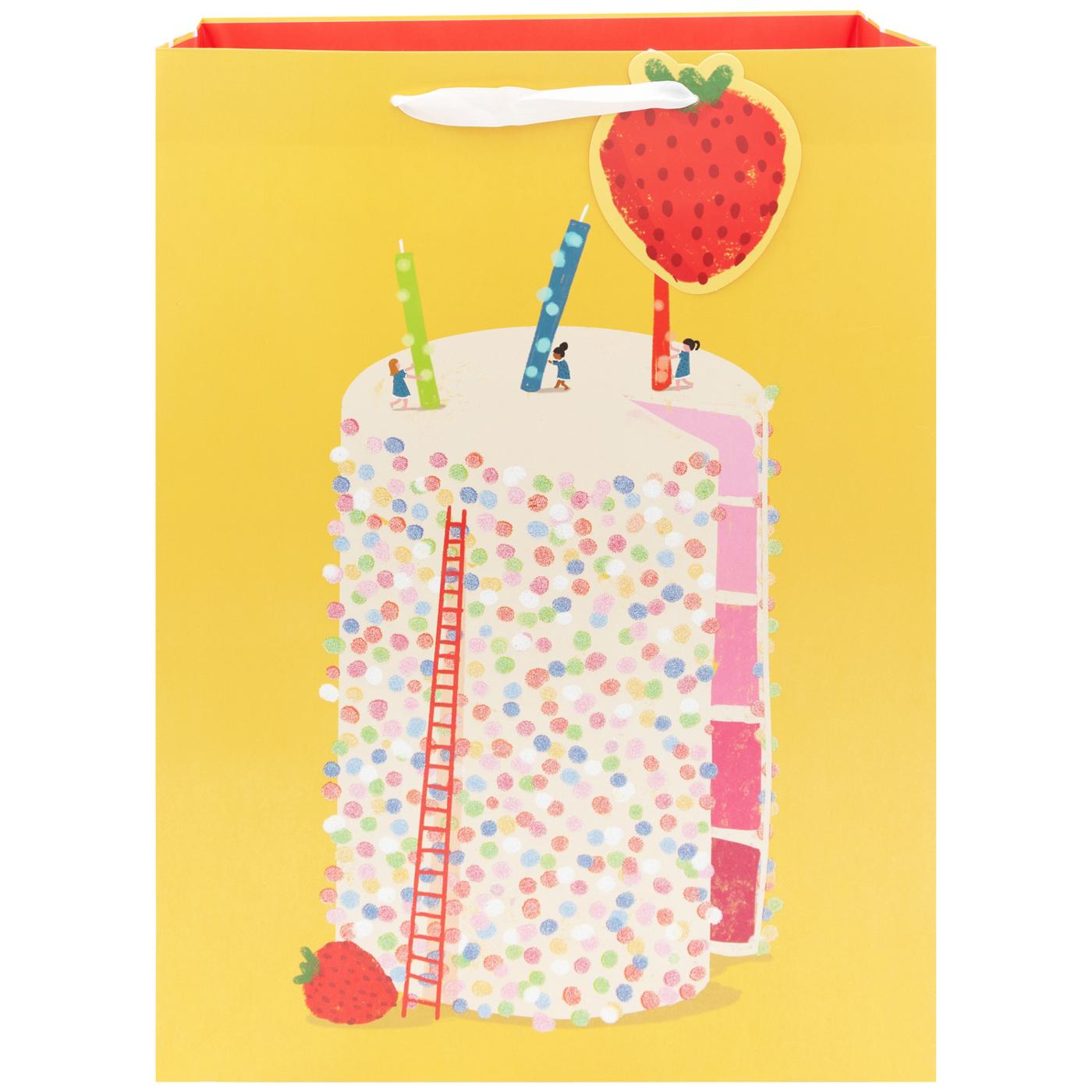 IG Design Tall Strawberry Cake Paper Gift Bag; image 1 of 2