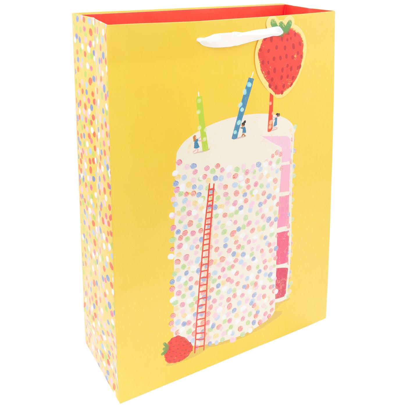 IG Design Tall Strawberry Cake Paper Gift Bag; image 2 of 2