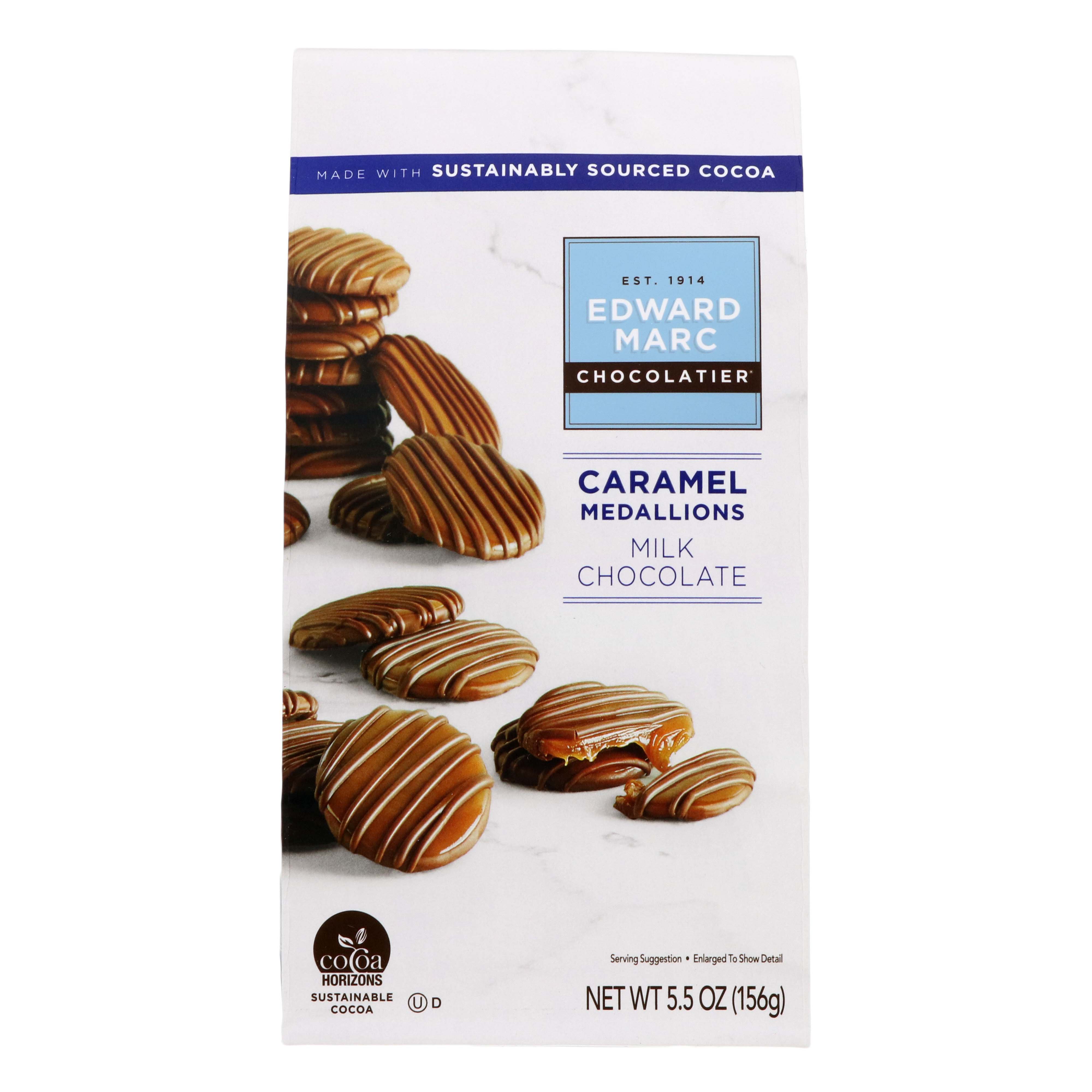 Edward Marc Chocolatier Caramel Medallions Milk Chocolate Shop Candy