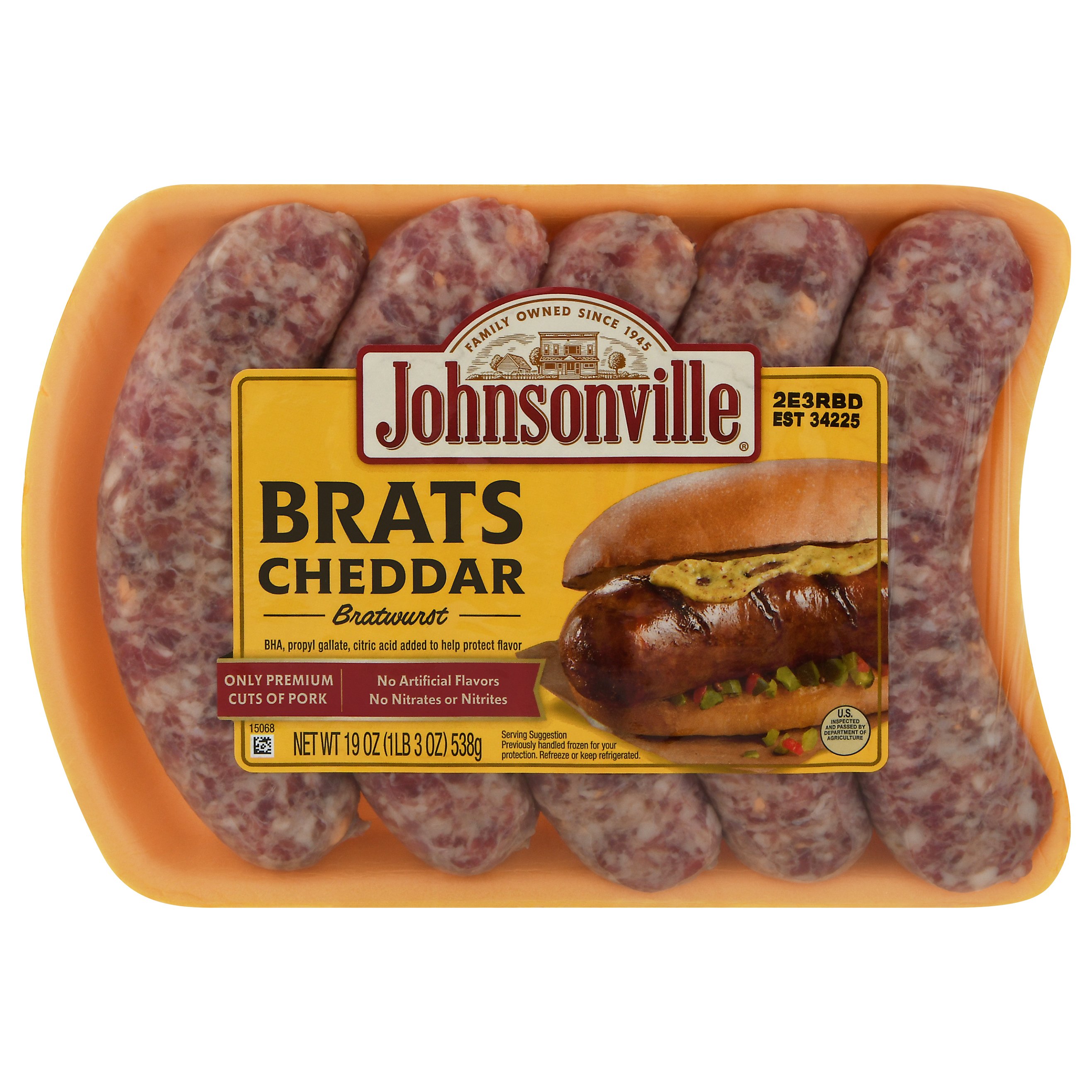 Johnsonville Bratwurst, Cheddar, Brats