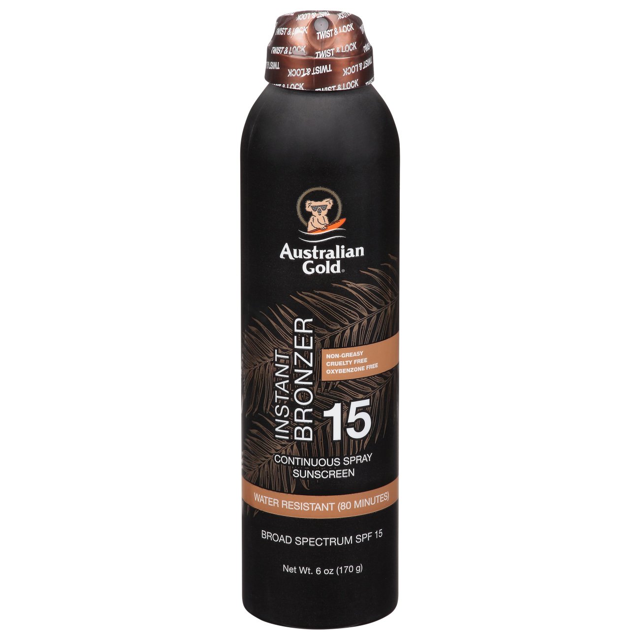 Australian Gold Instant Bronzer Continuous Spray Sunscreen SPFT 15