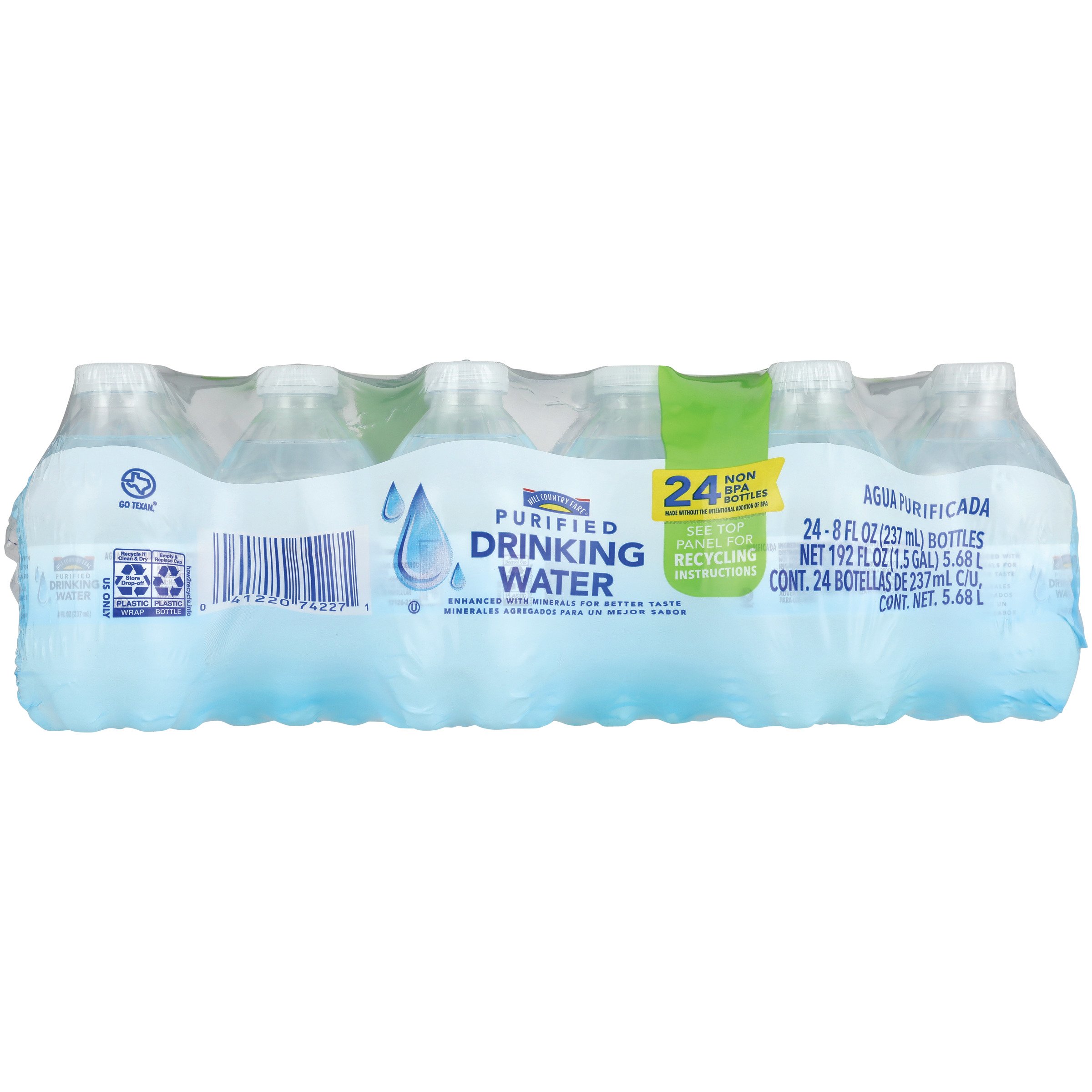 Hill Country Fare Purified Drinking Water 24-pk Bottles, 8 oz