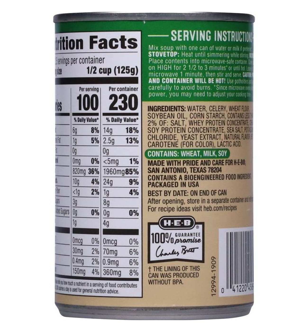 H-E-B Cream of Celery Condensed Soup; image 6 of 9