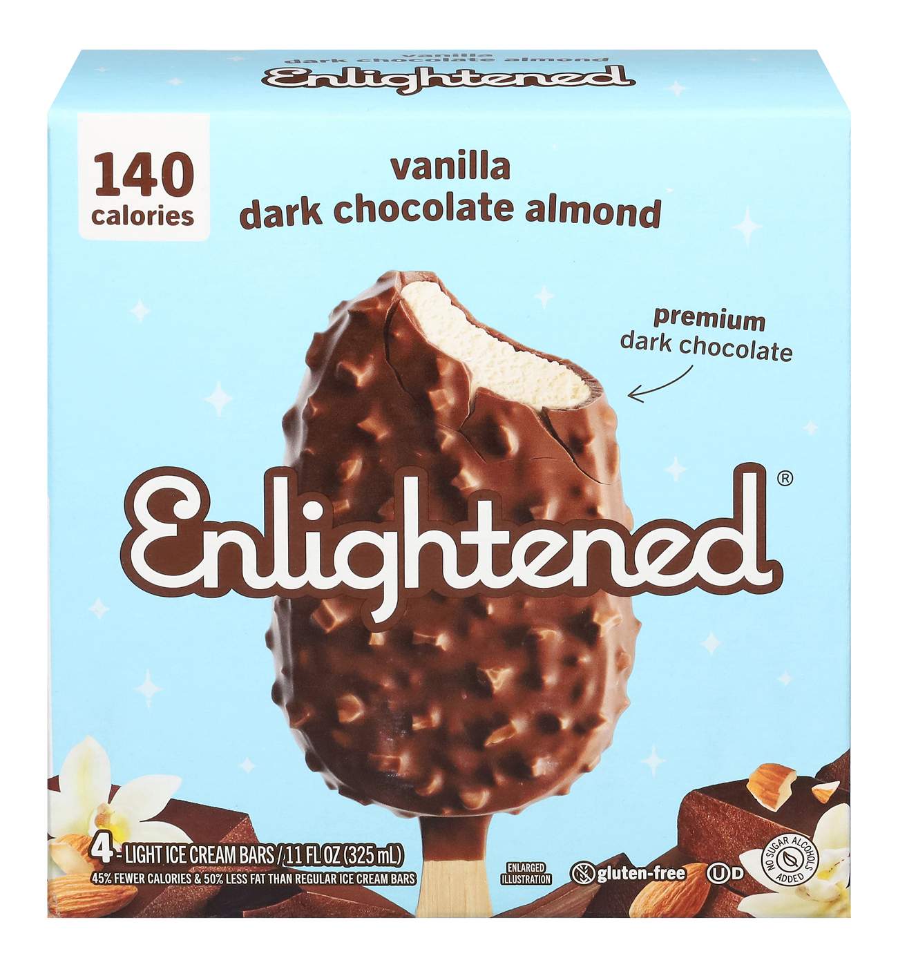 Enlightened Vanilla Dark Chocolate Almond Light Ice Cream Bars; image 1 of 2