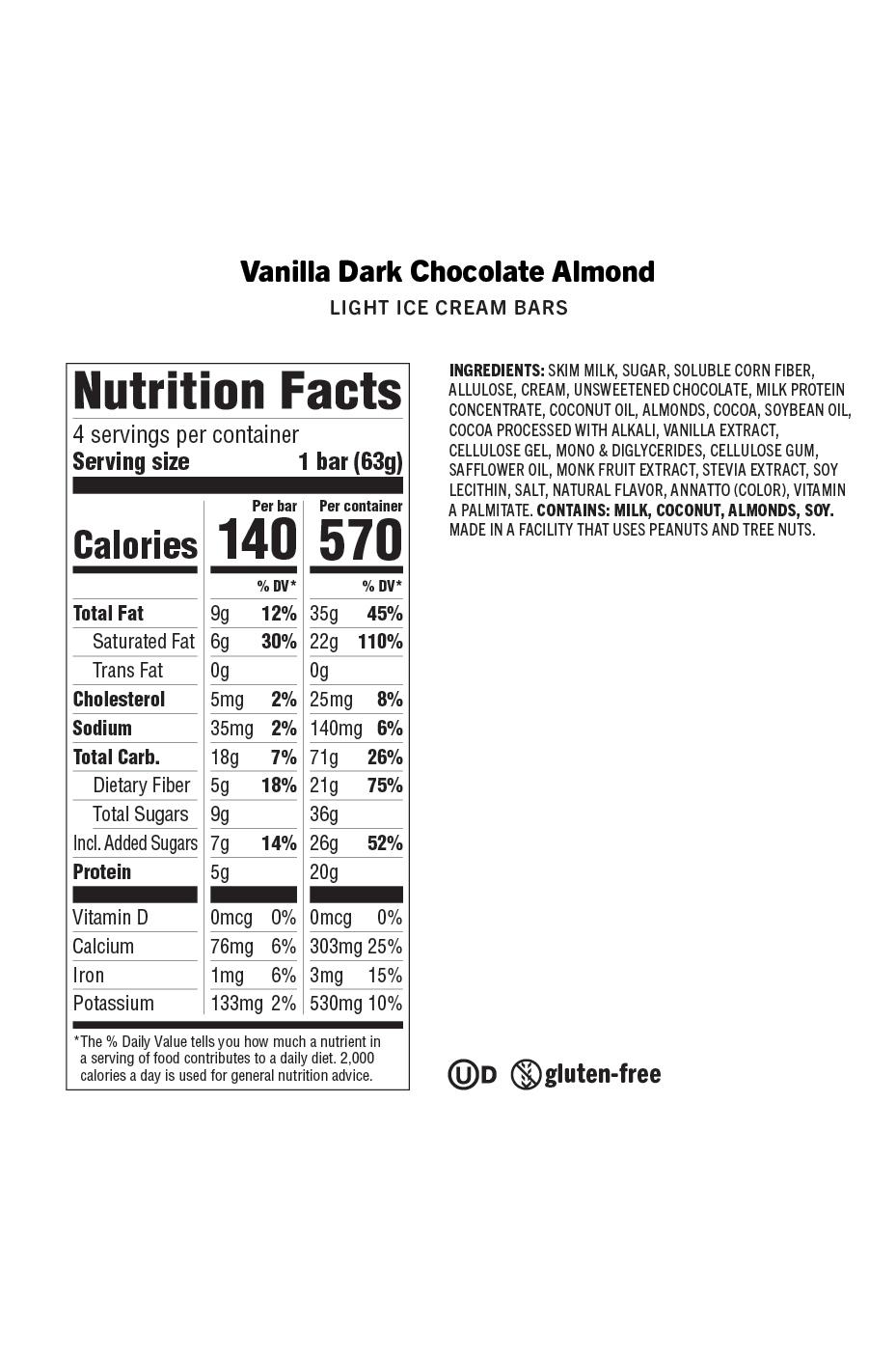 Enlightened Vanilla Dark Chocolate Almond Light Ice Cream Bars; image 2 of 2