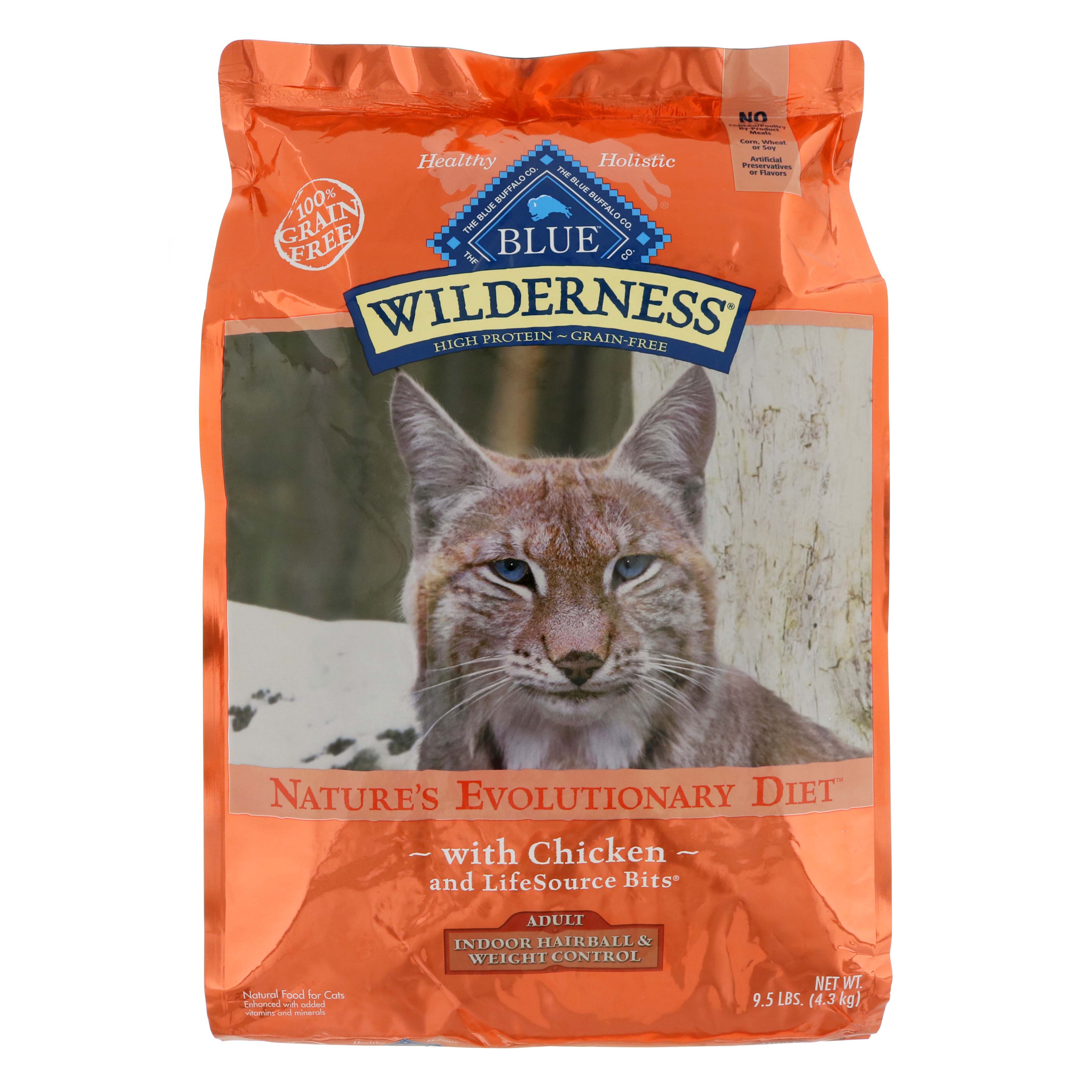 Blue Buffalo Wilderness Indoor Hairballs Weight Control Chicken Recipe with LifeSource Bits Dry Cat Food