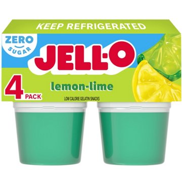 Jell-O Sugar Free Ready To Eat Lemon Lime Gelatin, 4 ct