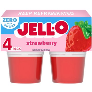 Jell-O Sugar Free Ready To Eat Strawberry Gelatin, 4 ct