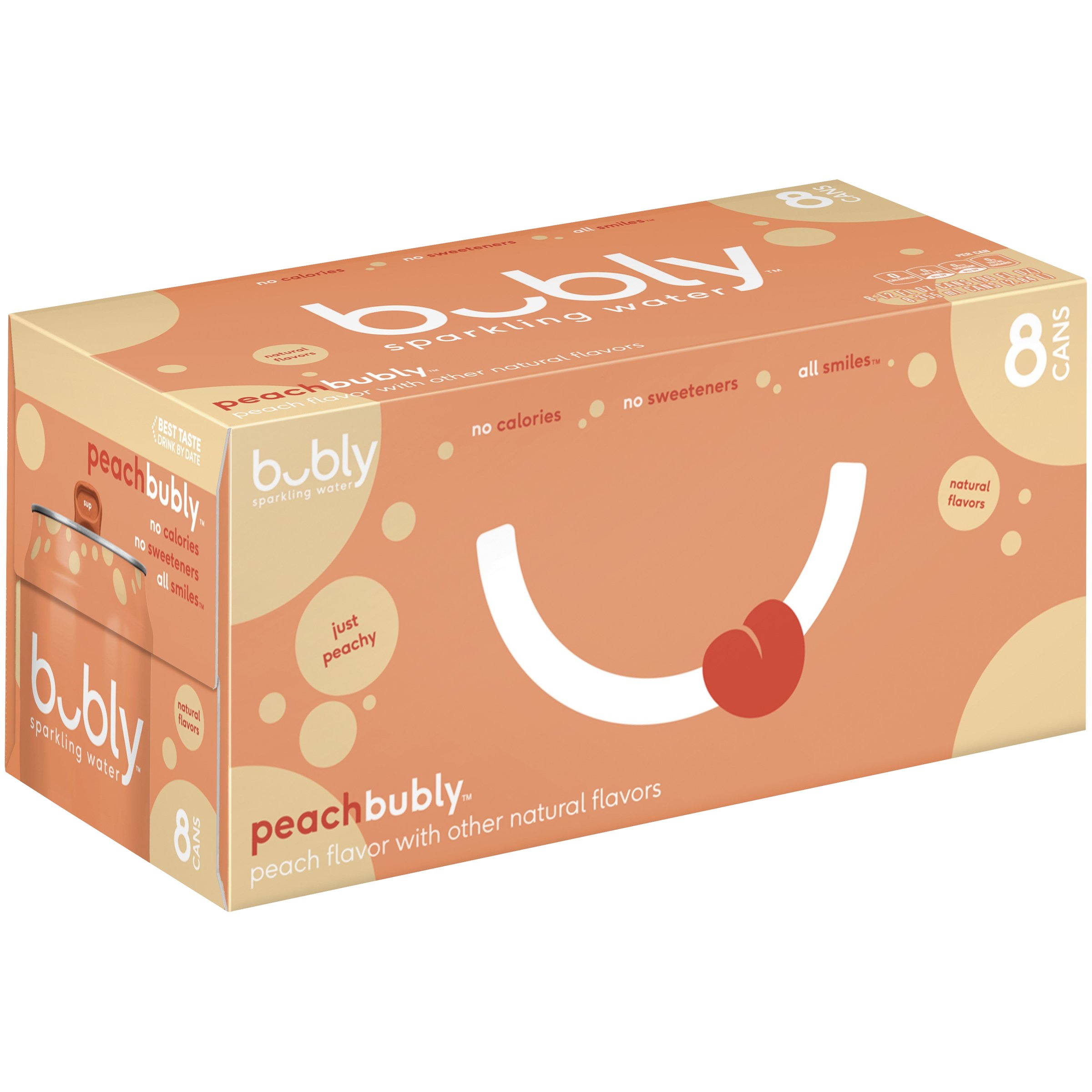 Bubly Peach Sparkling Water 12 oz Cans Shop Water at HEB