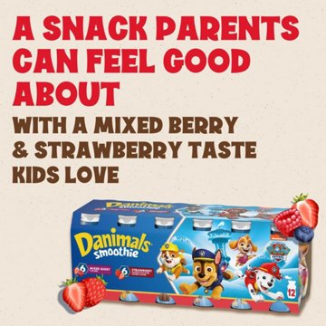 Danimals Smoothie Strawberry Explosion And Mixed Berry Dairy Drink Multi-Pack, 3.1 fl oz, 12 Pack