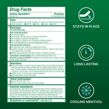 Biofreeze Menthol Pain Relief Patch, Large, 5 ct