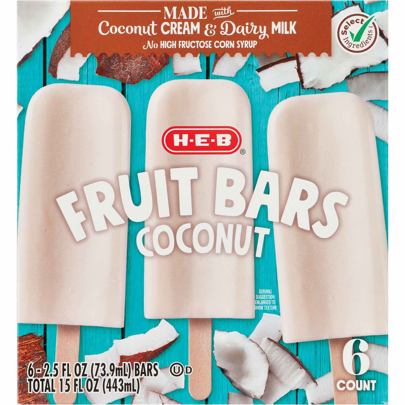 H-E-B Frozen Fruit Bars - Coconut; image 1 of 2