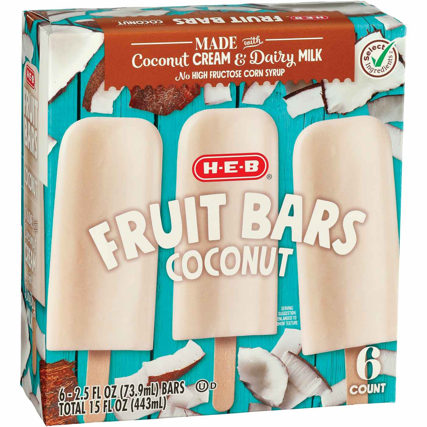 H-E-B Frozen Fruit Bars - Coconut; image 2 of 2