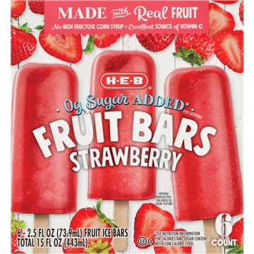 H-E-B Zero Sugar Added Strawberry Frozen Fruit Bars