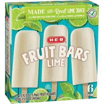 H-E-B Frozen Fruit Bars - Lime, 6 ct