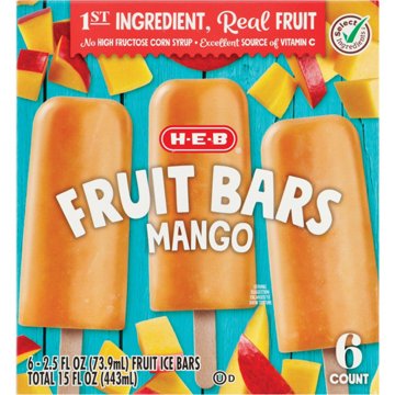 H-E-B Frozen Fruit Bars - Mango, 6 ct