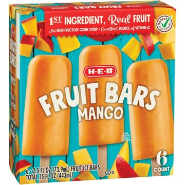 H-E-B Frozen Fruit Bars - Mango, 6 ct