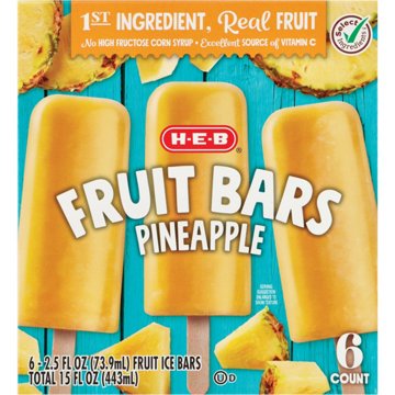H-E-B Pineapple Frozen Fruit Bars, 6 ct