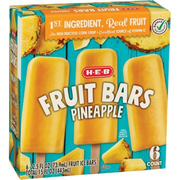 H-E-B Pineapple Frozen Fruit Bars, 6 ct