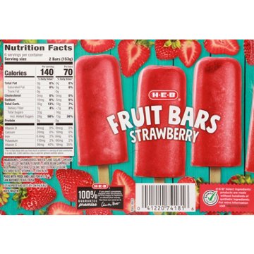 H-E-B Frozen Fruit Bars - Strawberry, 12 ct