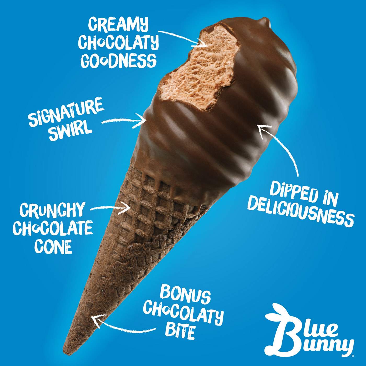 Blue Bunny Mini Swirls Chocolate Ice Cream Cones; image 3 of 5