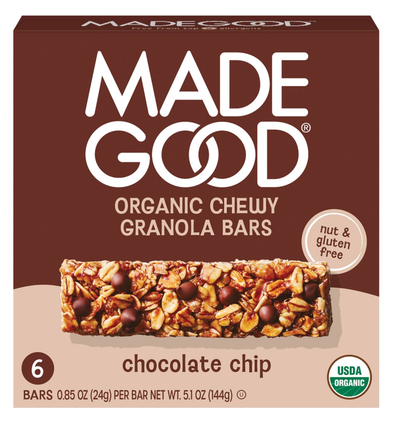 MadeGood Organic Chewy Granola Bars - Chocolate Chip; image 1 of 9