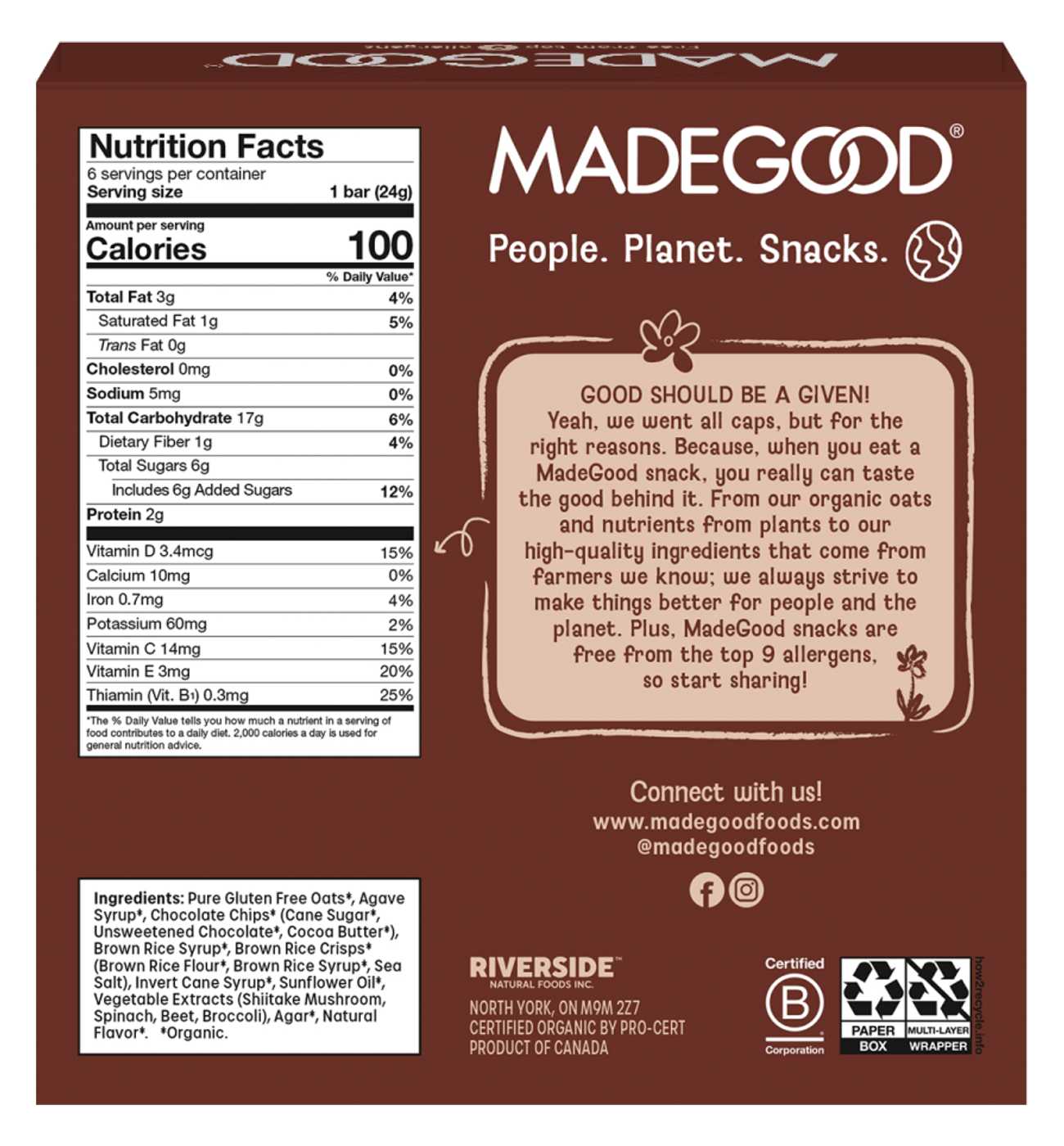 MadeGood Organic Chewy Granola Bars - Chocolate Chip; image 3 of 9