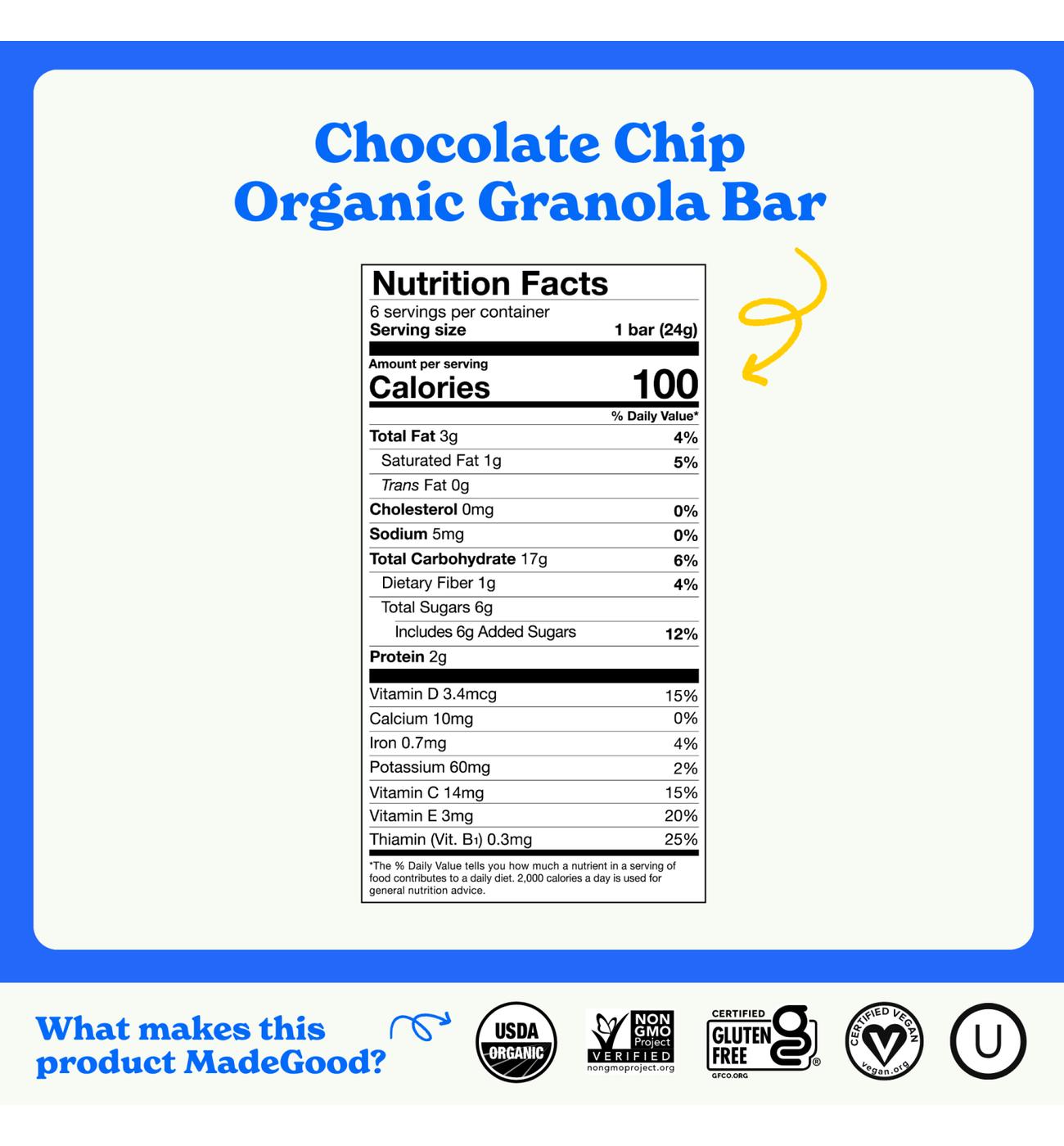 MadeGood Organic Chewy Granola Bars - Chocolate Chip; image 4 of 9