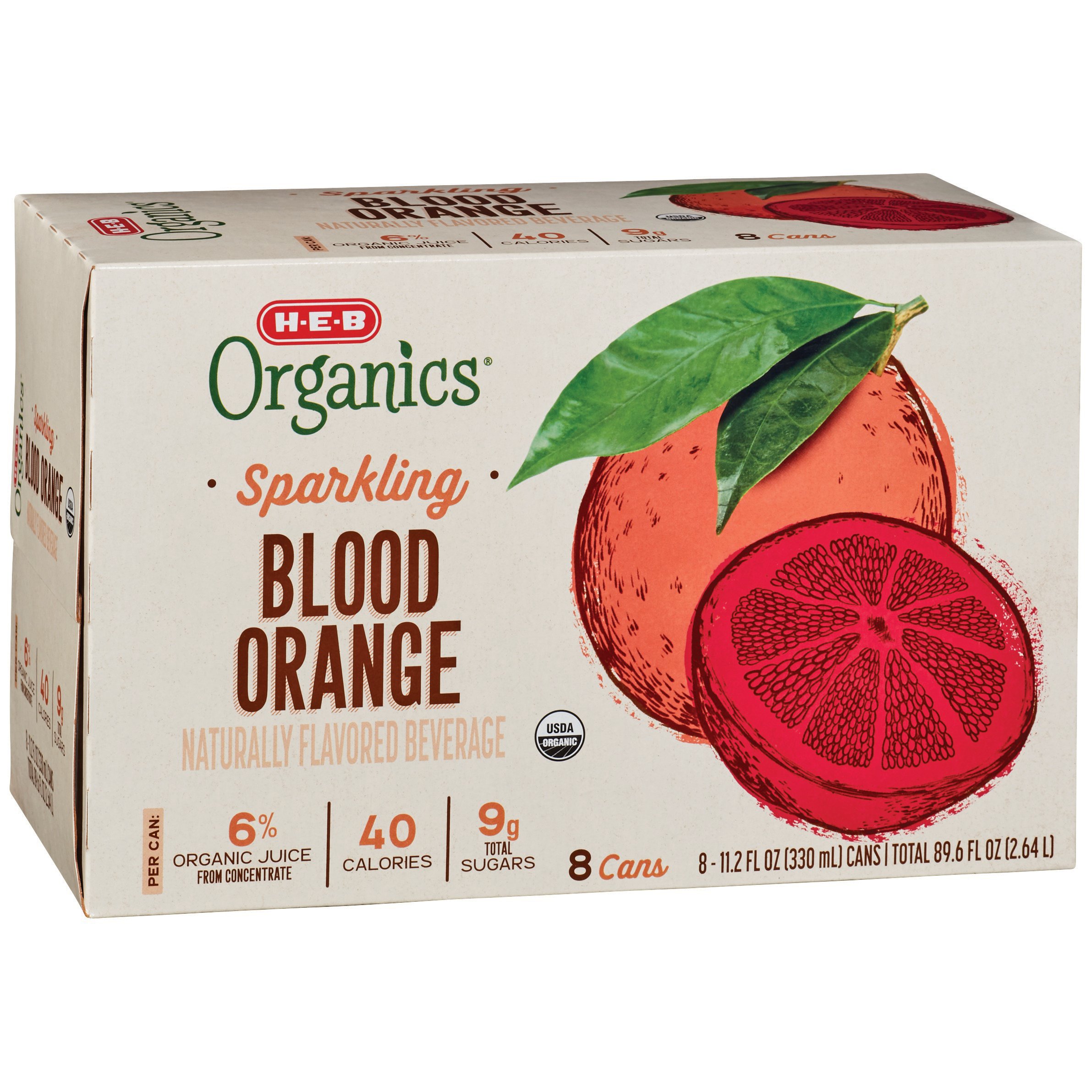 H-E-B Organics Sparkling Blood Orange Beverage 11.2 oz Cans - Shop Water at H-E-B