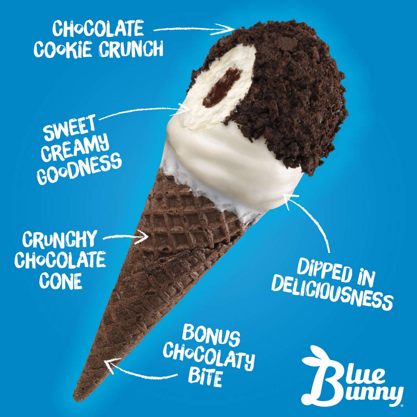 Blue Bunny Mini Swirls Cookies 'N Cream Ice Cream Cones; image 2 of 2