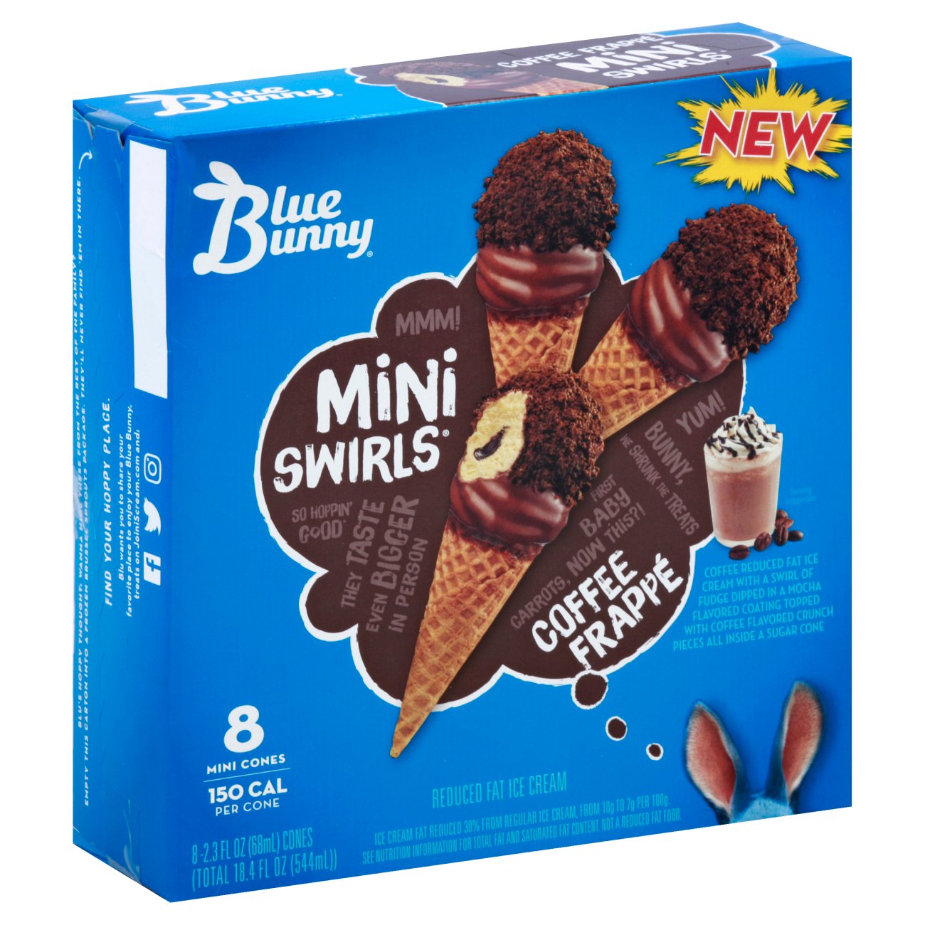 Blue Bunny Mini Swirls Coffee Frappe Ice Cream Cones Shop Cones