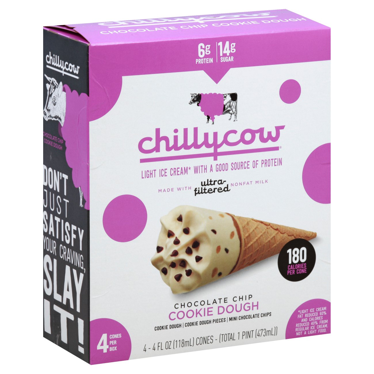 Chilly Cow Chocolate Chip Cookie Dough Light Ice Cream Cones Shop