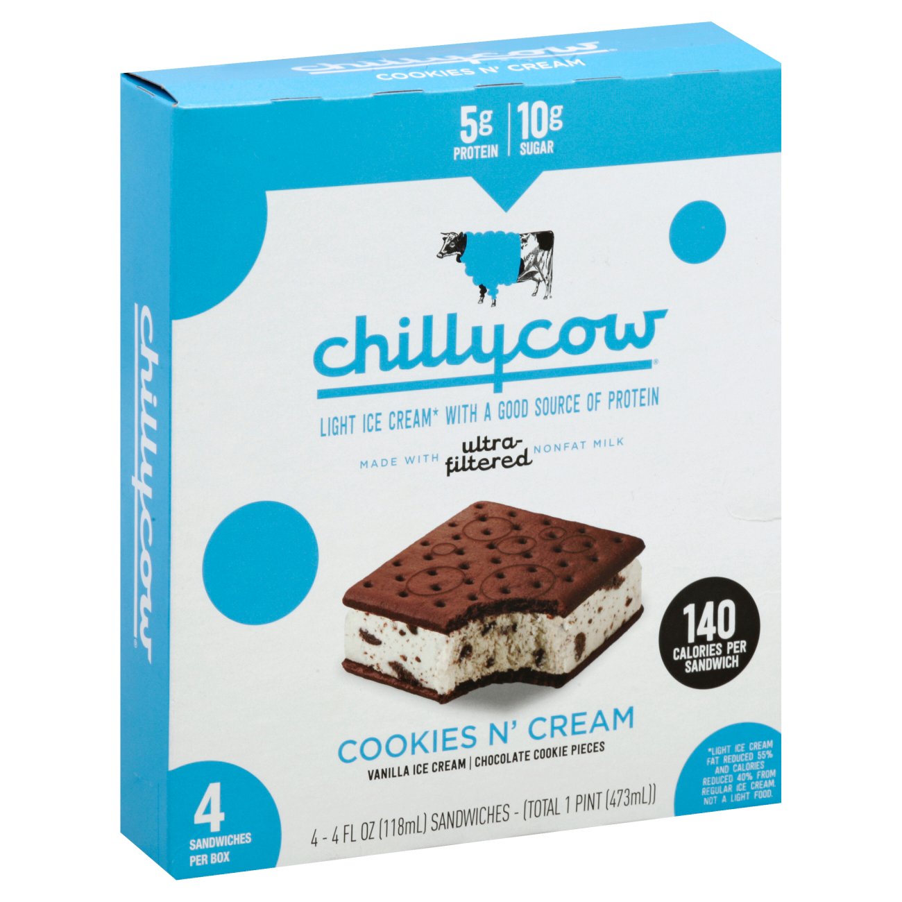 Chilly Cow Cookies N' Cream Light Ice Cream Sandwiches - Shop Cones ...