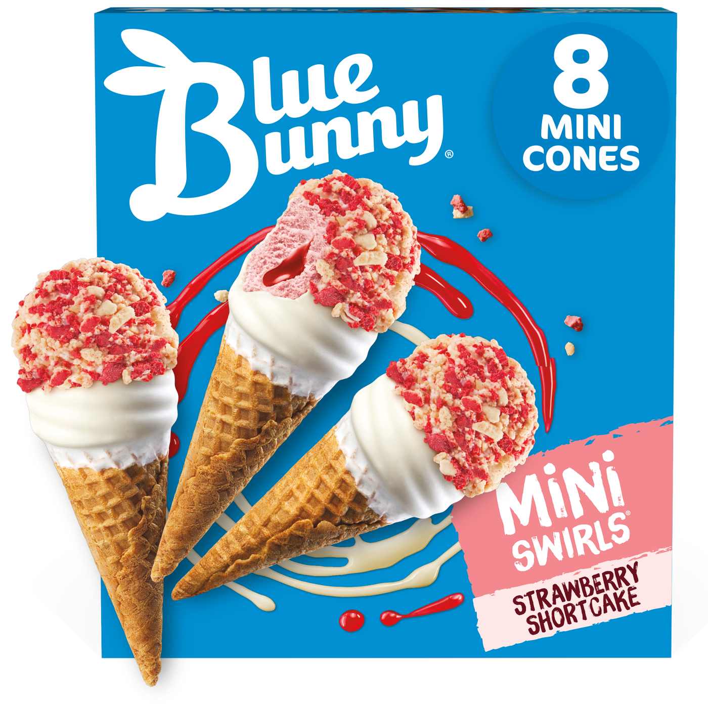 Blue Bunny Mini Swirls Strawberry Shortcake Ice Cream Cones; image 1 of 5