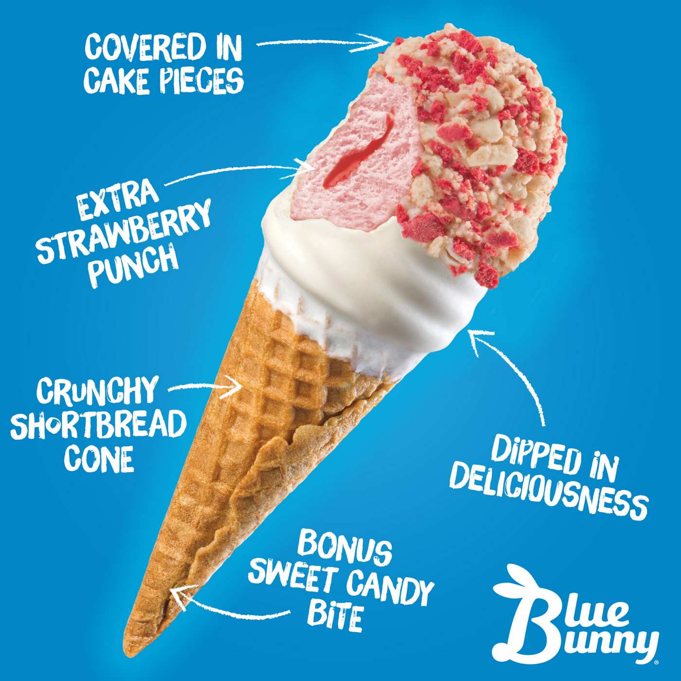 Blue Bunny Mini Swirls Strawberry Shortcake Ice Cream Cones; image 2 of 2