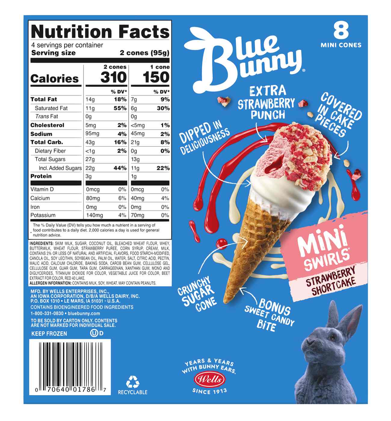 Blue Bunny Mini Swirls Strawberry Shortcake Ice Cream Cones; image 4 of 5