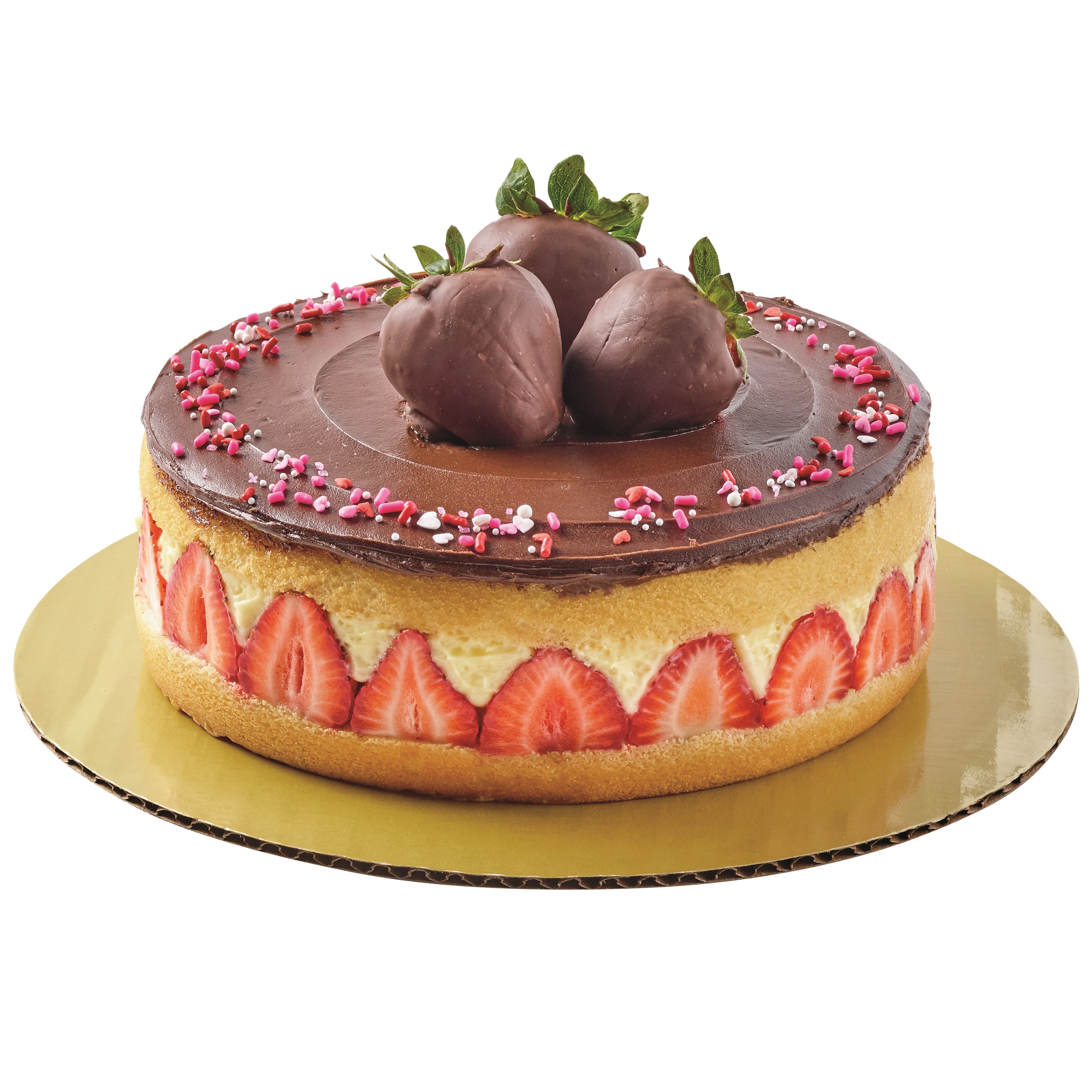HEB Strawberry Boston Cream Pie with Dipped Strawberries Shop Cakes