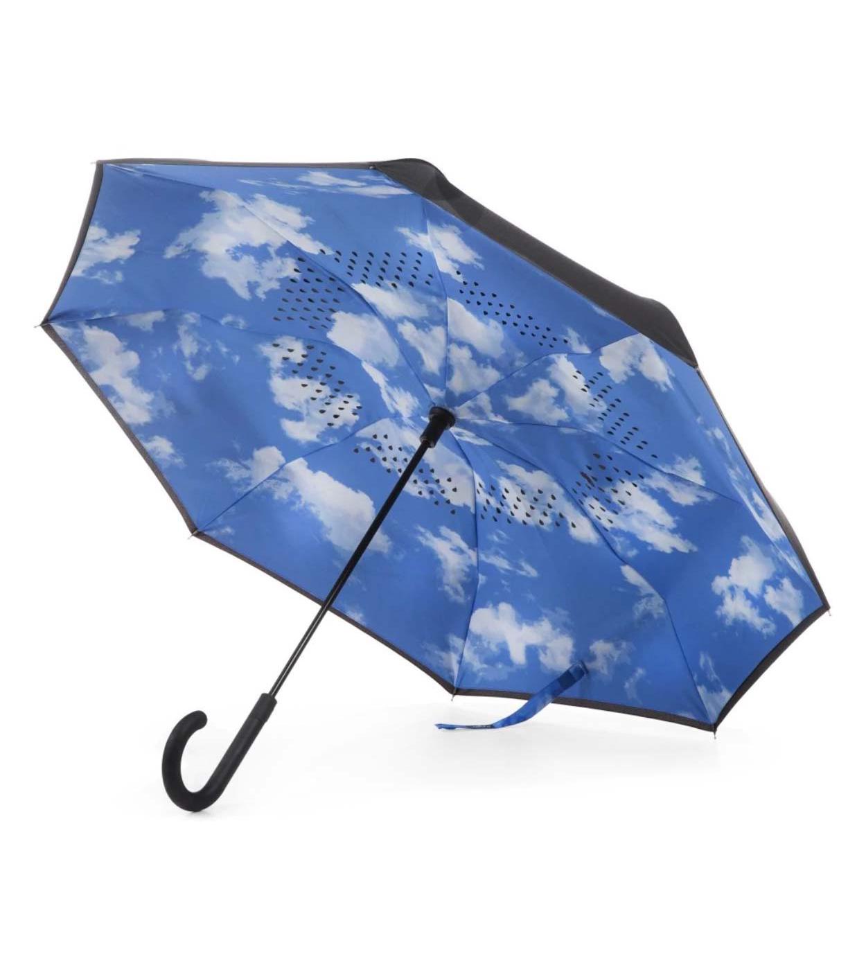 Totes InBrella Clouds Reverse Close Umbrella; image 2 of 3