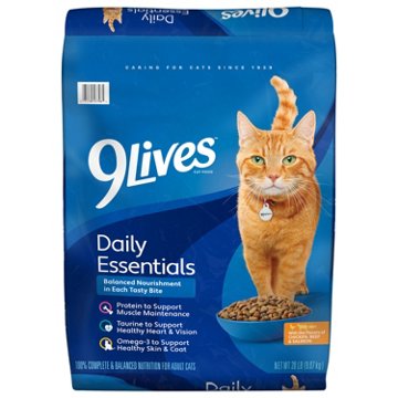 9Lives Daily Essentials Flavors of Chicken Beef & Salmon Dry Cat Food, 20 lb