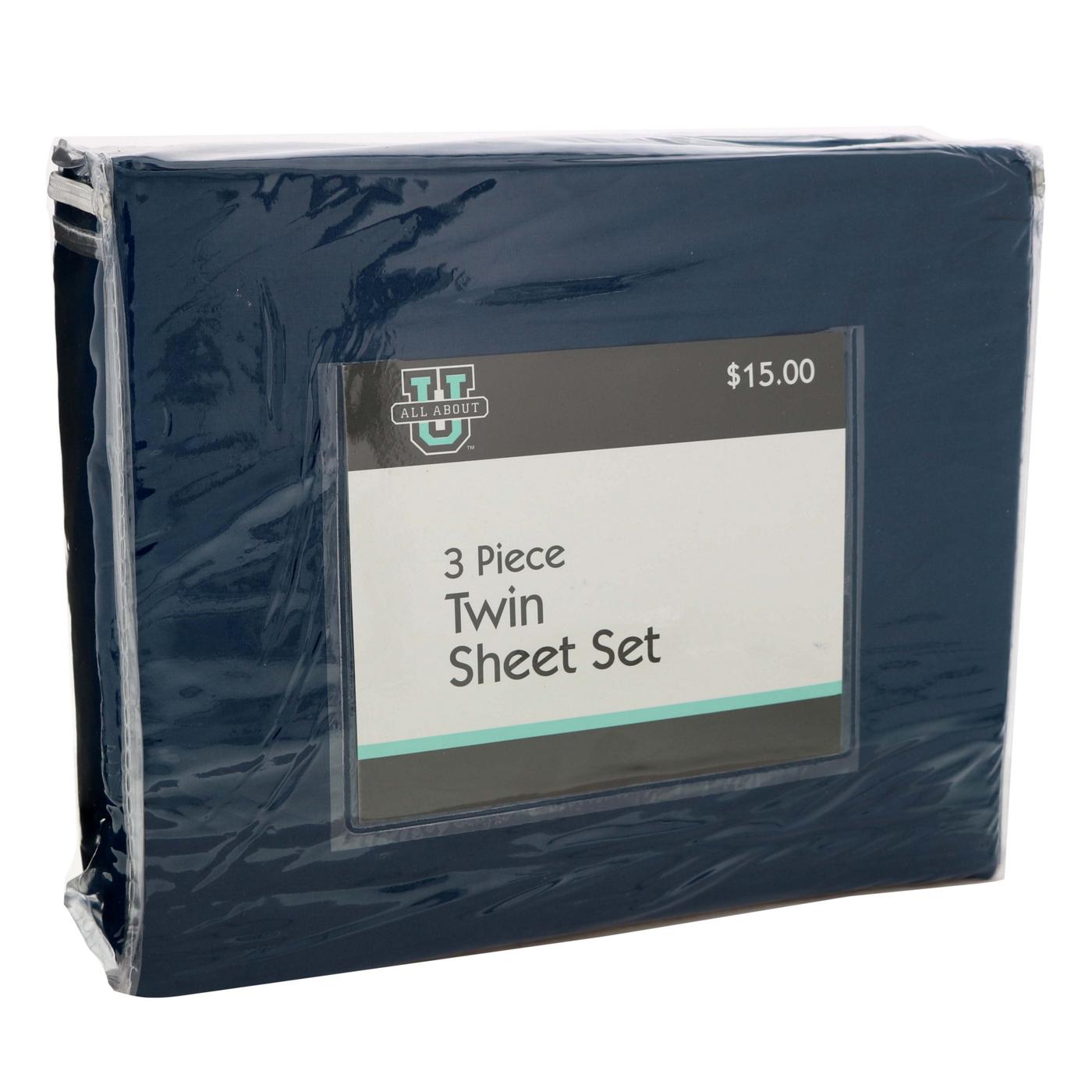 All About U Navy 3 Piece Twin Sheet Set; image 1 of 2