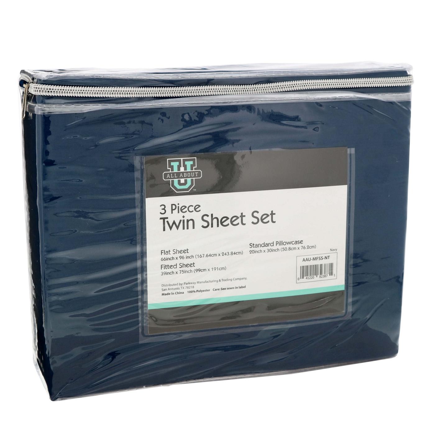 All About U Navy 3 Piece Twin Sheet Set; image 2 of 2