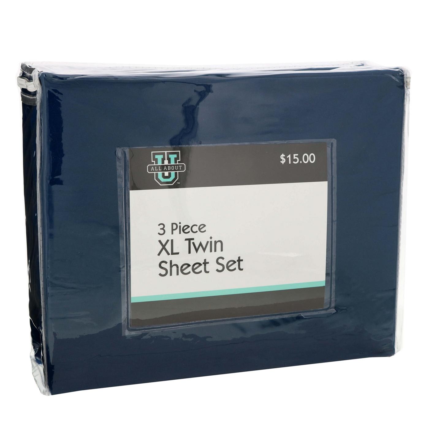 All About U Navy 3 Piece XL Twin Sheet Set; image 1 of 2