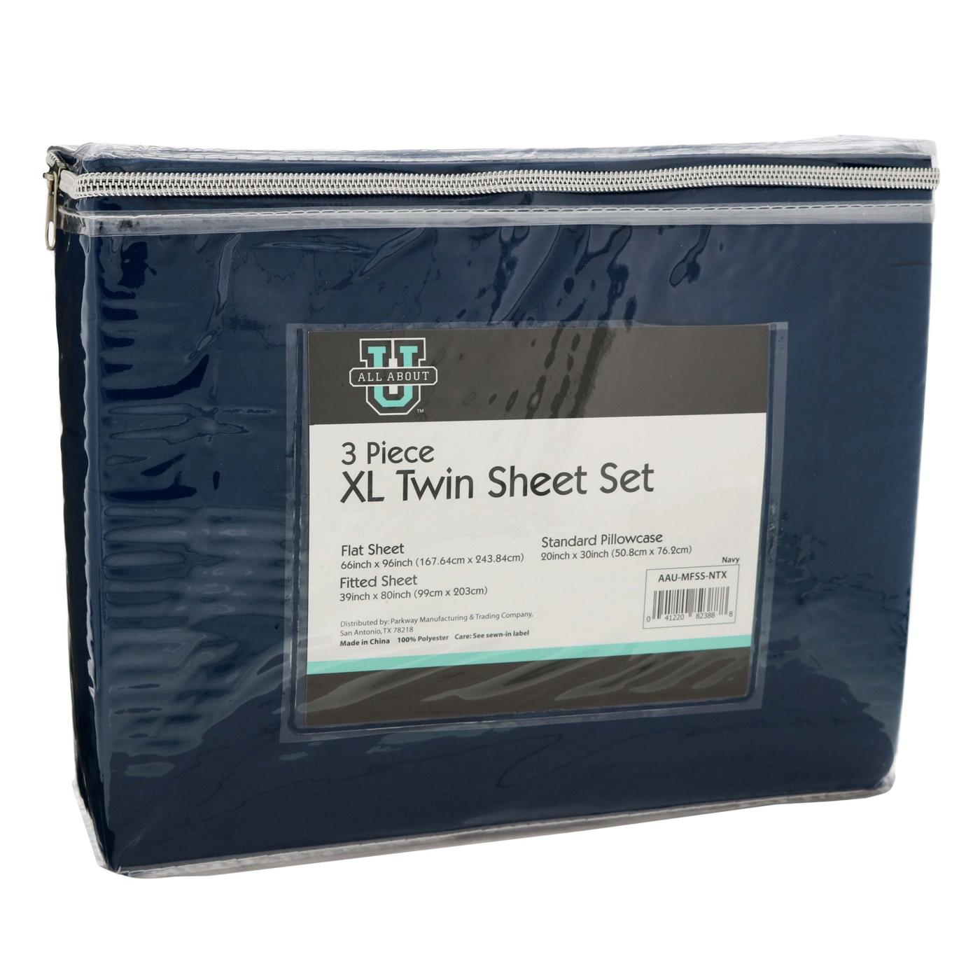 All About U Navy 3 Piece XL Twin Sheet Set; image 2 of 2