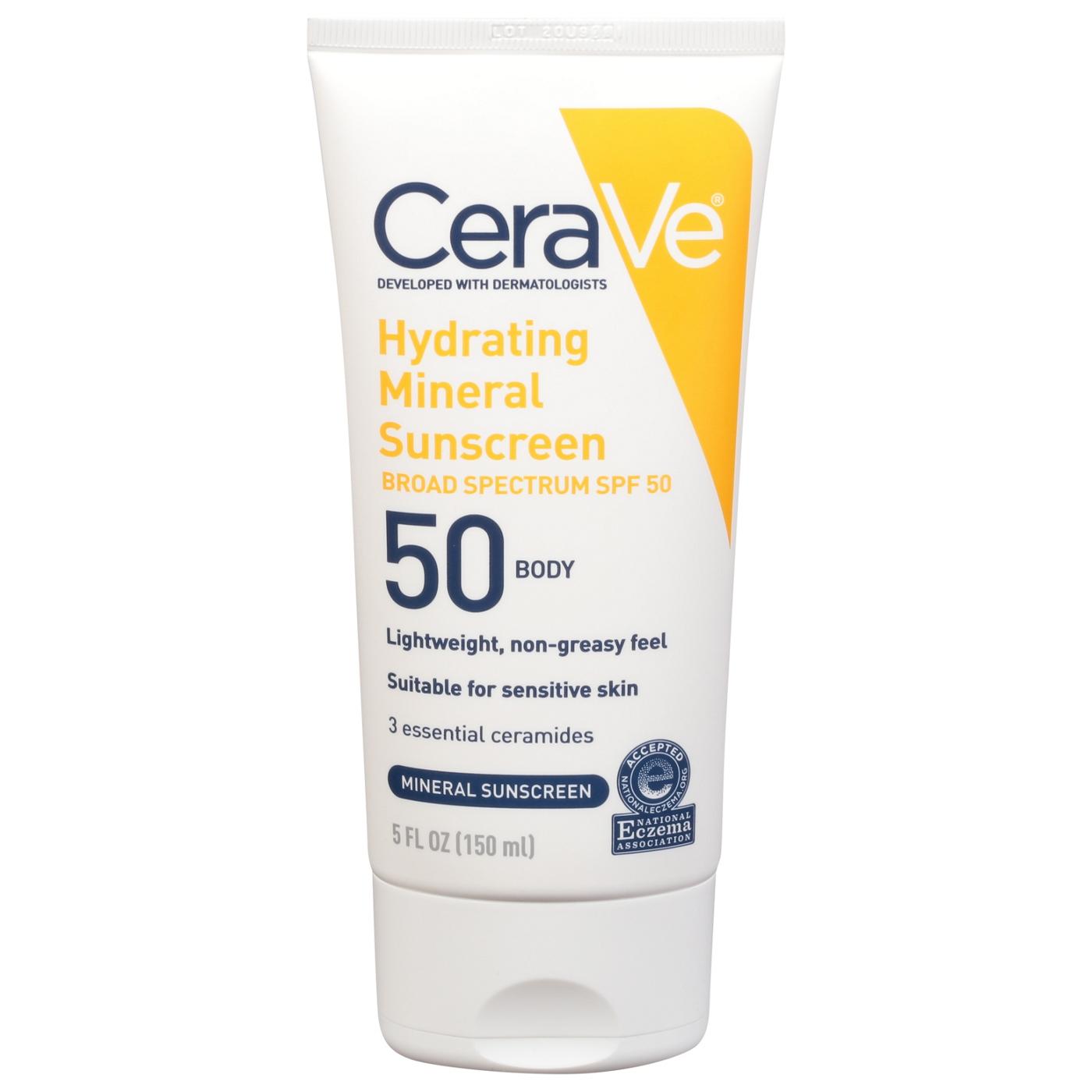 CeraVe Hydrating Mineral Sunscreen Body Lotion Broad Spectrum SPF 50 ; image 1 of 3