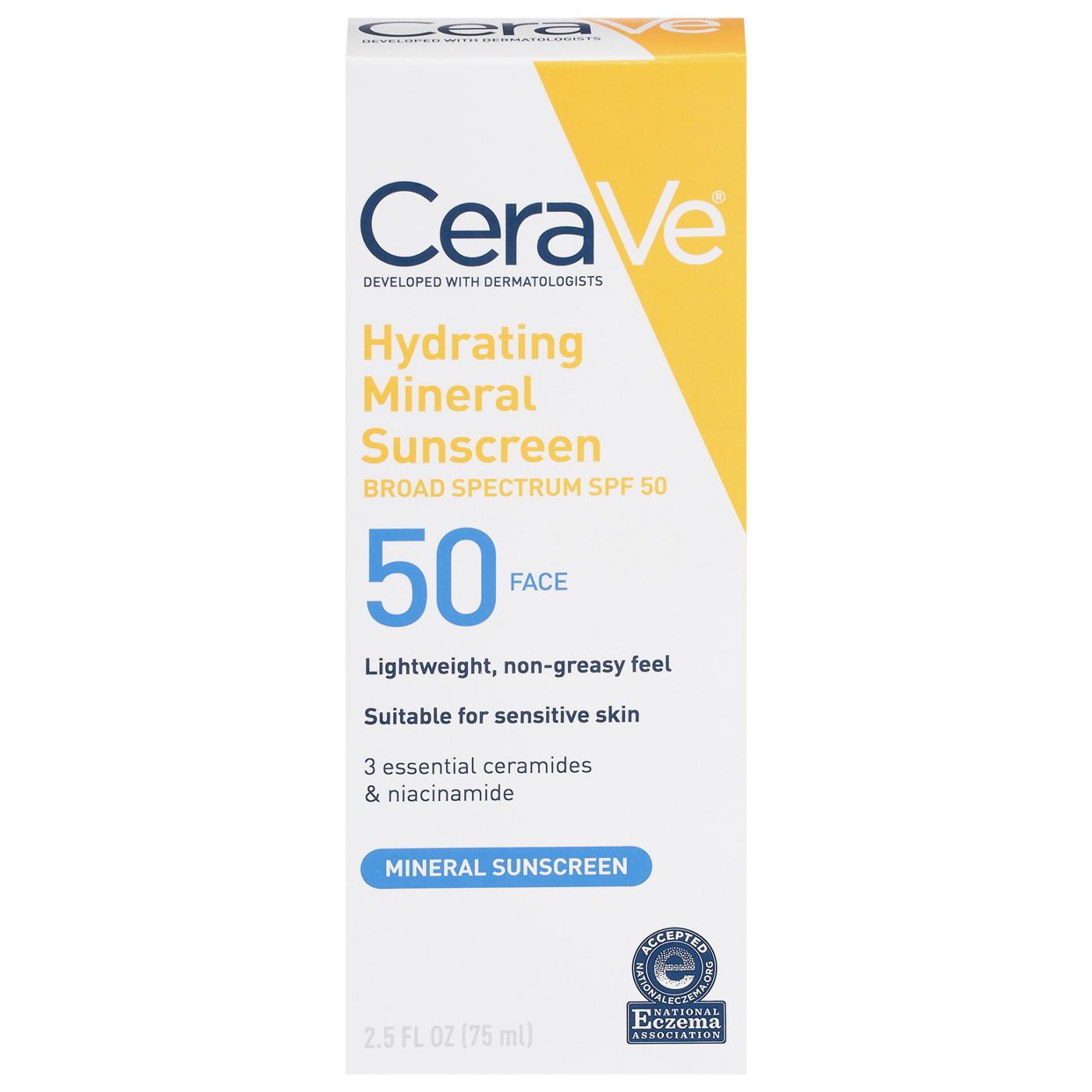 CeraVe Hydrating Mineral Sunscreen Face Lotion Broad Spectrum SPF 50 Shop Sunscreen & self