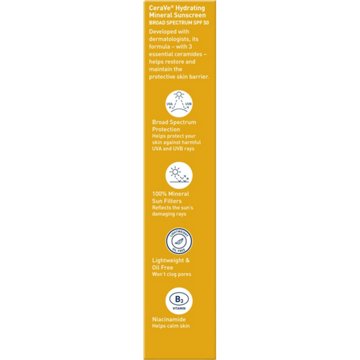 CeraVe Hydrating Mineral Sunscreen Face Lotion Broad Spectrum SPF 50, 2.5 oz